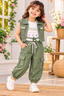 Girls Jacket, Top & Cargo Pants Set