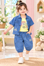 Denim Shirt & Camisole Top Set with Jogger Pants