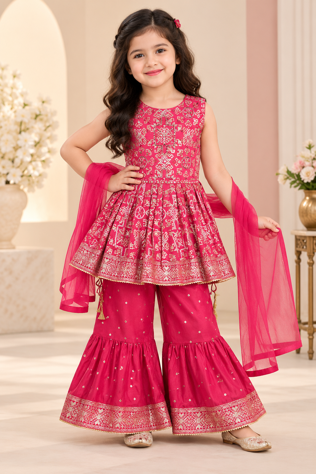 Anarkali Kurta with Sharara & Dupatta