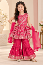 Anarkali Kurta with Sharara & Dupatta