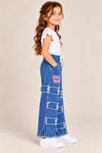 Blue Denim Wide-Leg Jeans