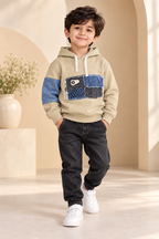 Hoodie with Denim Patch