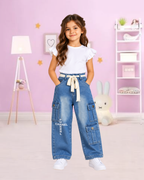 Denim Cargo Jeans - Blue