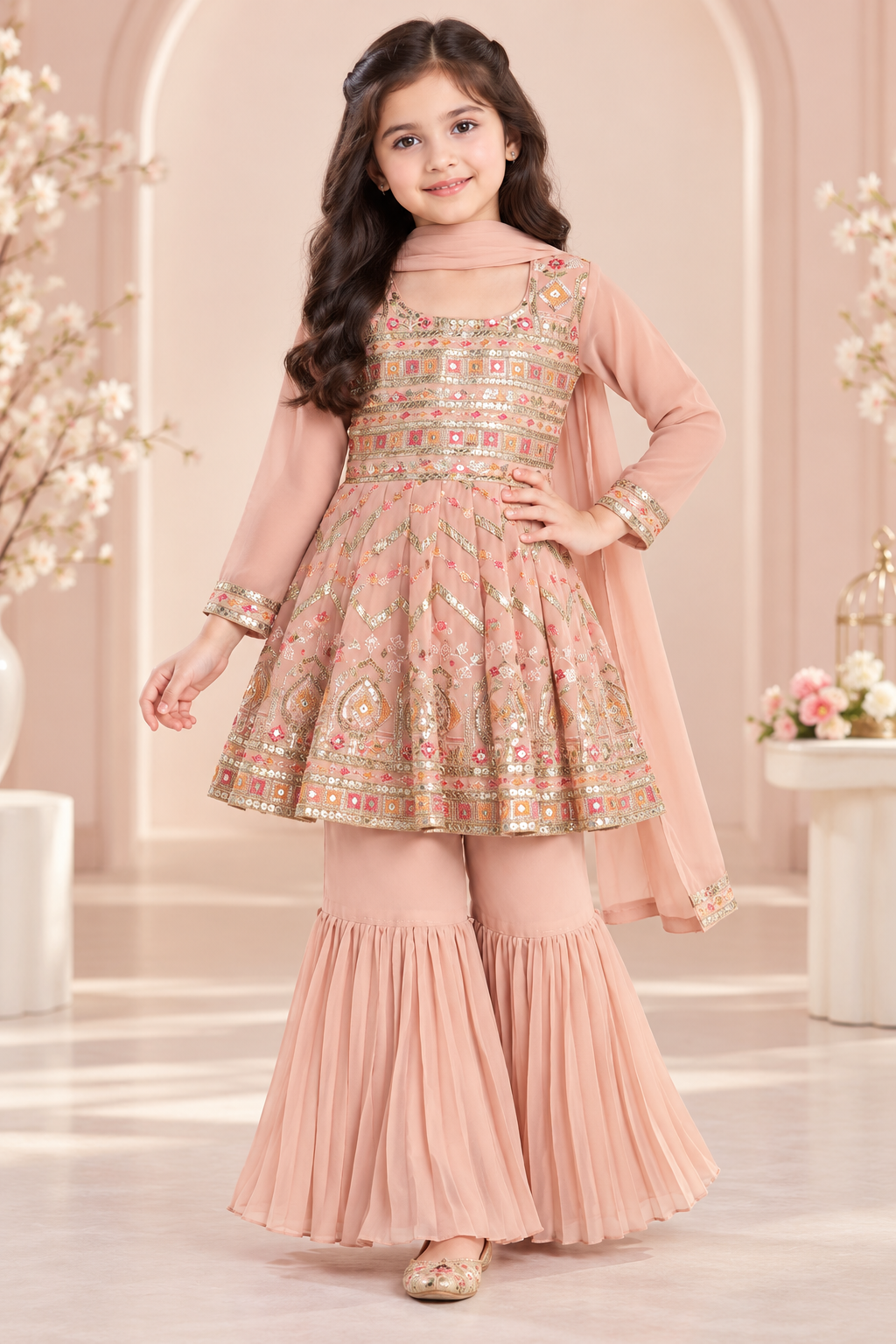 Embroidered Anarkali Sharara Set