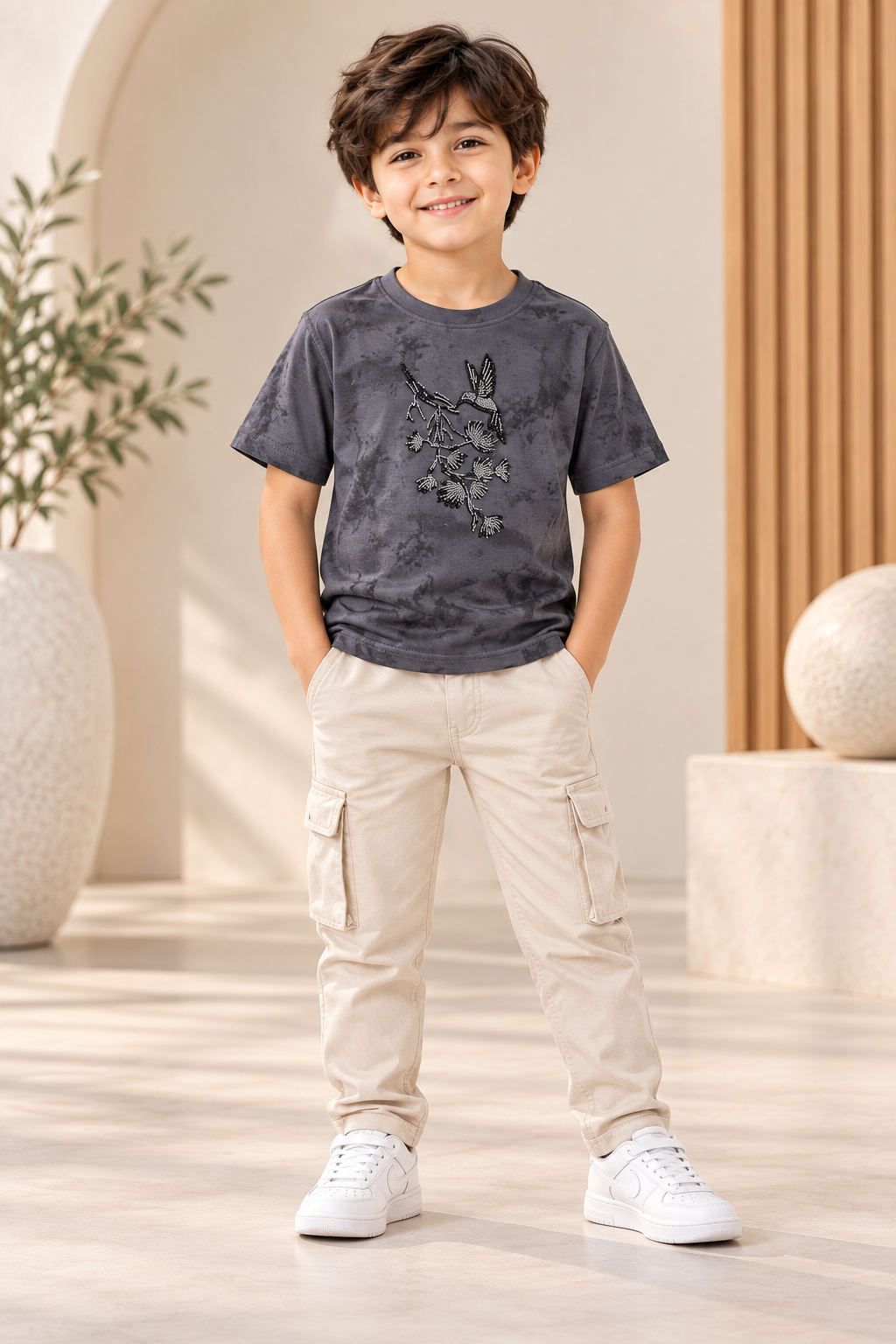 Charcoal Grey Printed T-Shirt