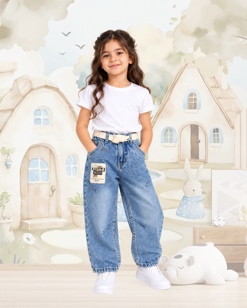 Wide-Leg Denim Jeans