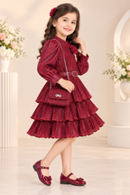 Shimmer Pleated Frill Frock