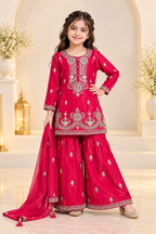 Embroidered Kurta Palazzo Set with Dupatta