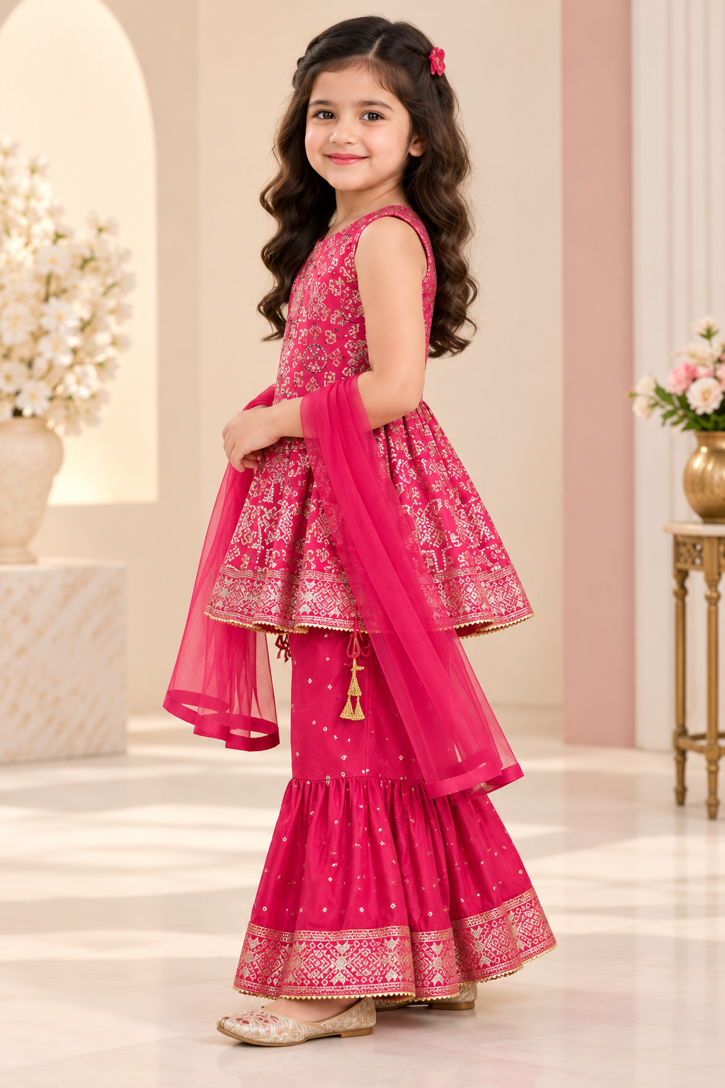 Anarkali Kurta with Sharara & Dupatta