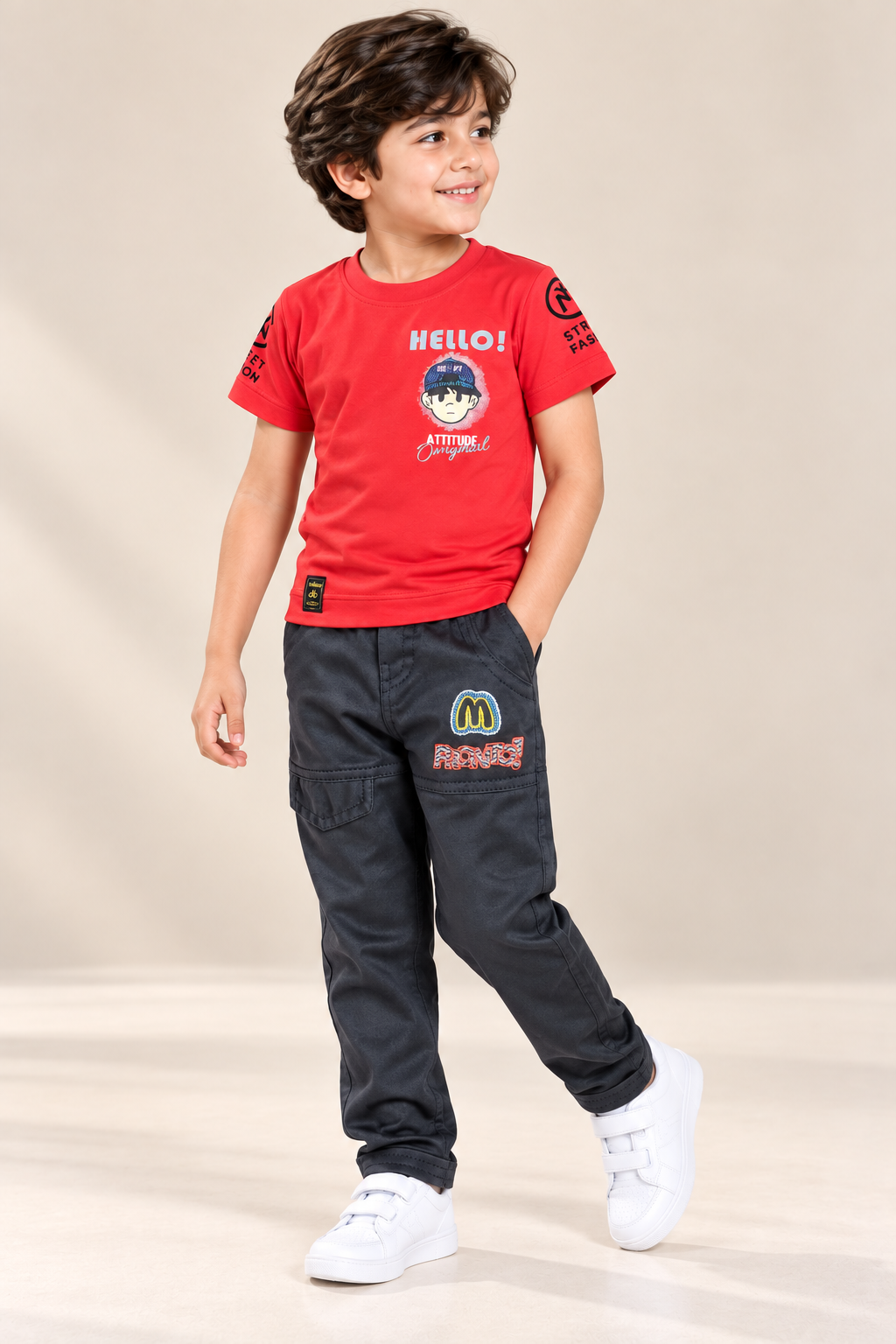 T-Shirt & Grey Denim Jogger Set