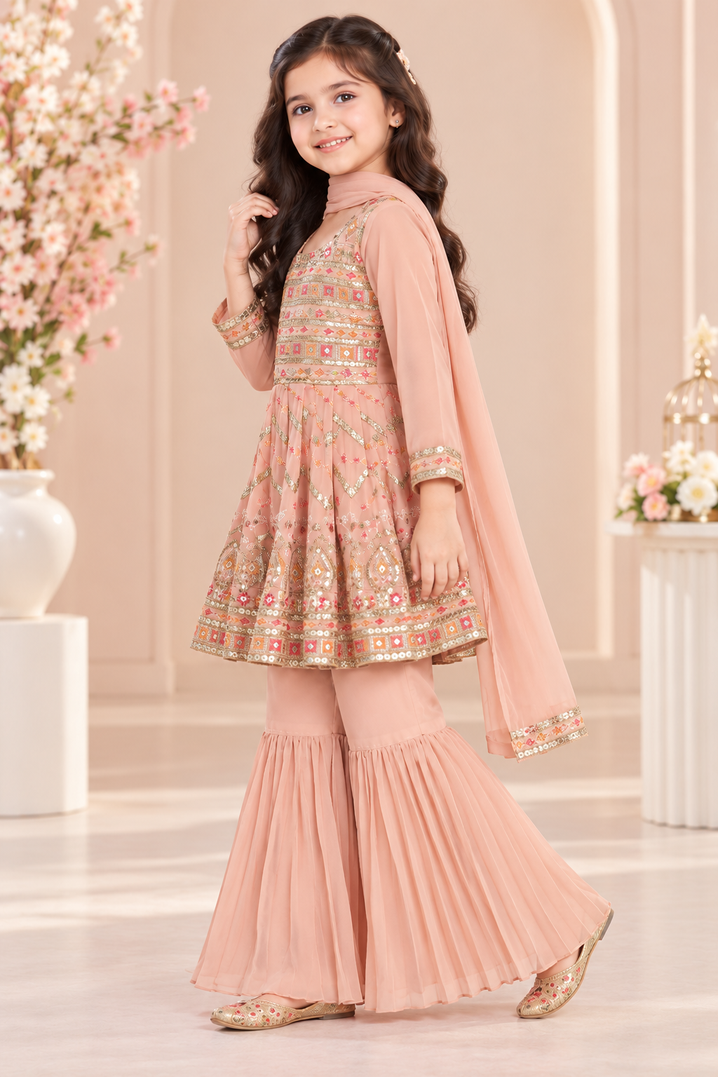 Embroidered Anarkali Sharara Set