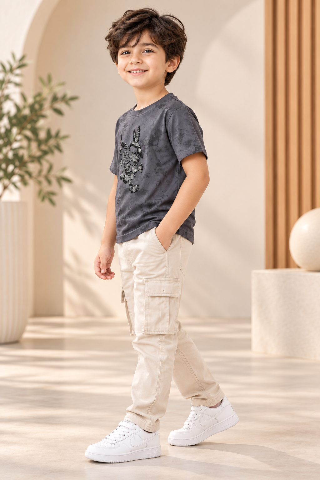 Charcoal Grey Printed T-Shirt