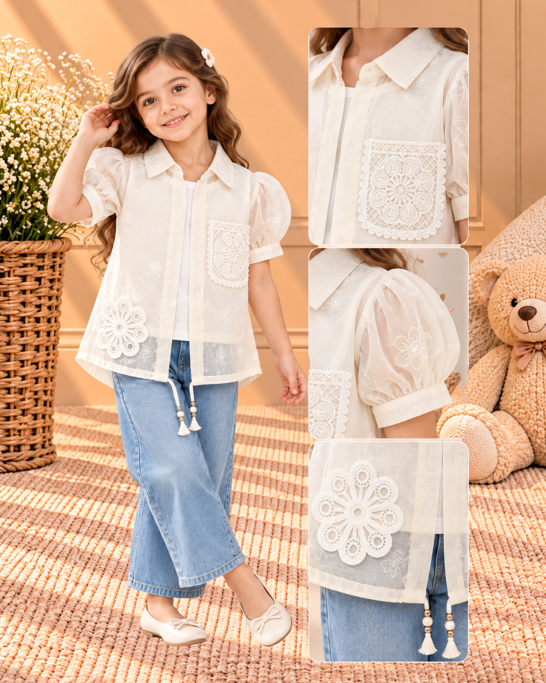 Embroidered Shirt & Inner Top Set