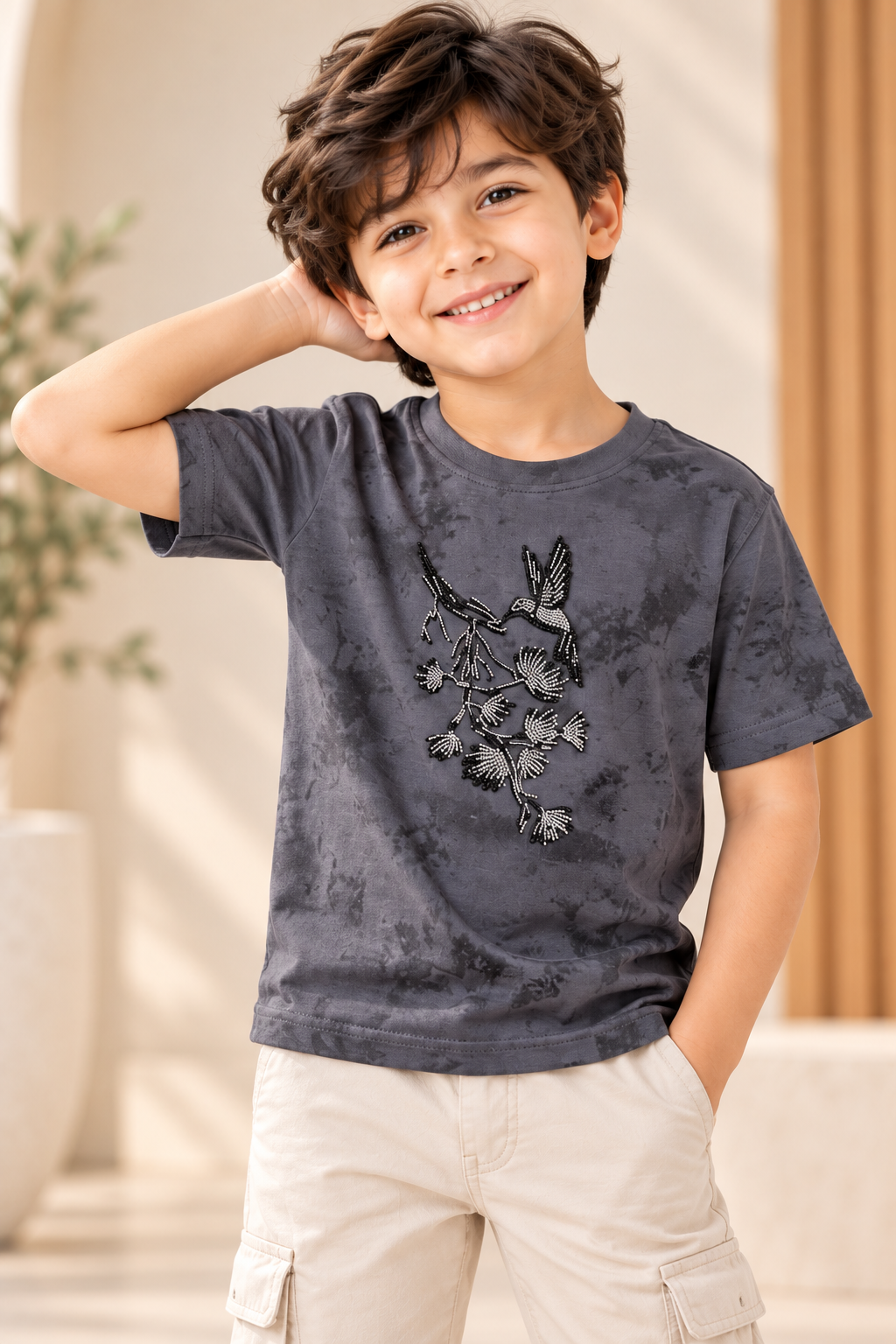 Charcoal Grey Printed T-Shirt