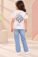 Pink & White Tie-Dye Printed T-Shirt