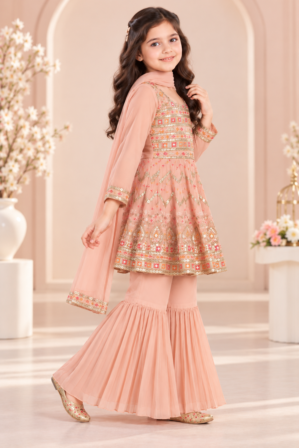 Embroidered Anarkali Sharara Set