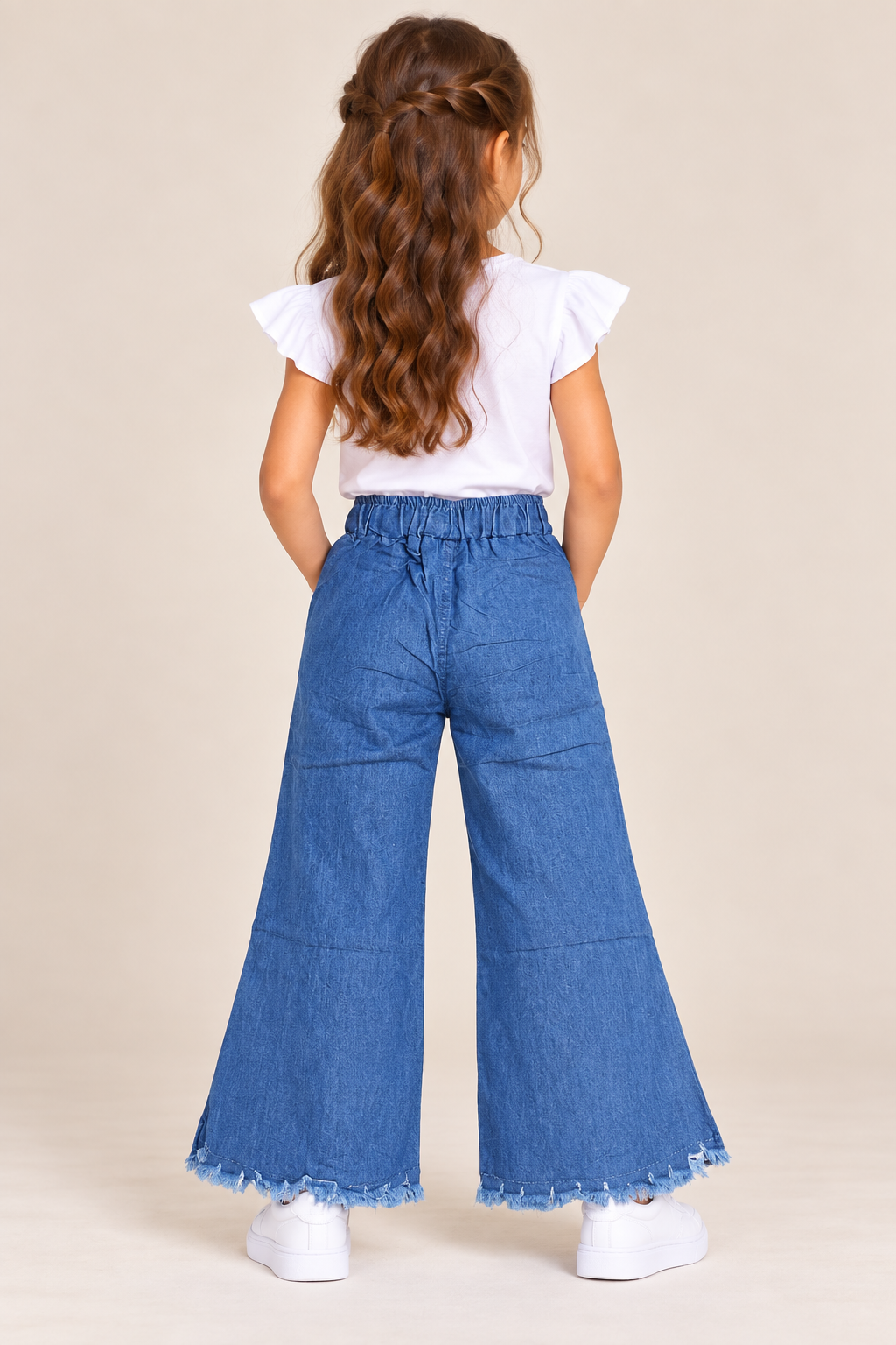 Blue Denim Wide-Leg Jeans
