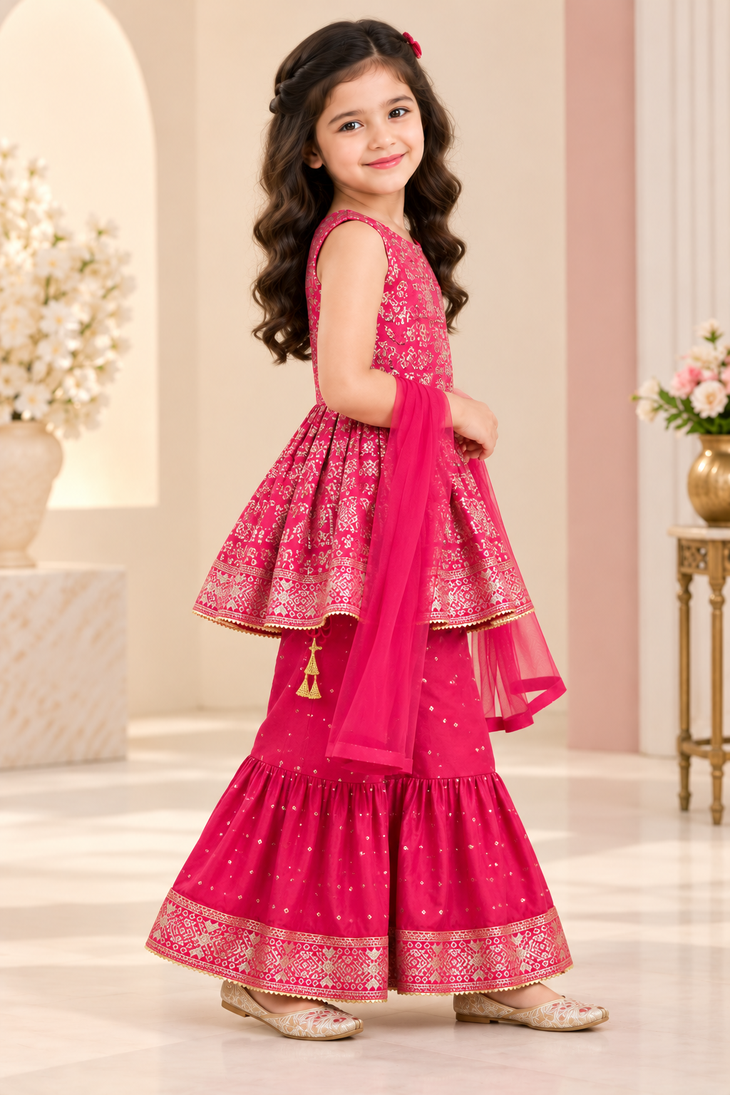 Anarkali Kurta with Sharara & Dupatta