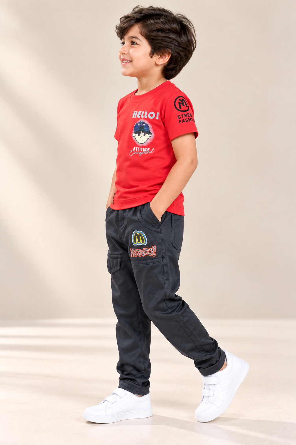 T-Shirt & Grey Denim Jogger Set