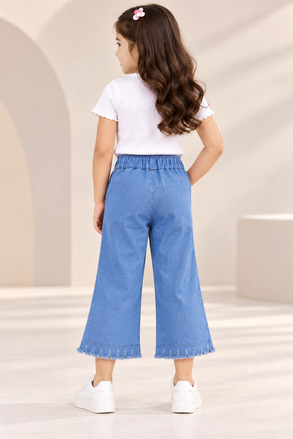 Blue Denim Frayed Patchwork Jeans