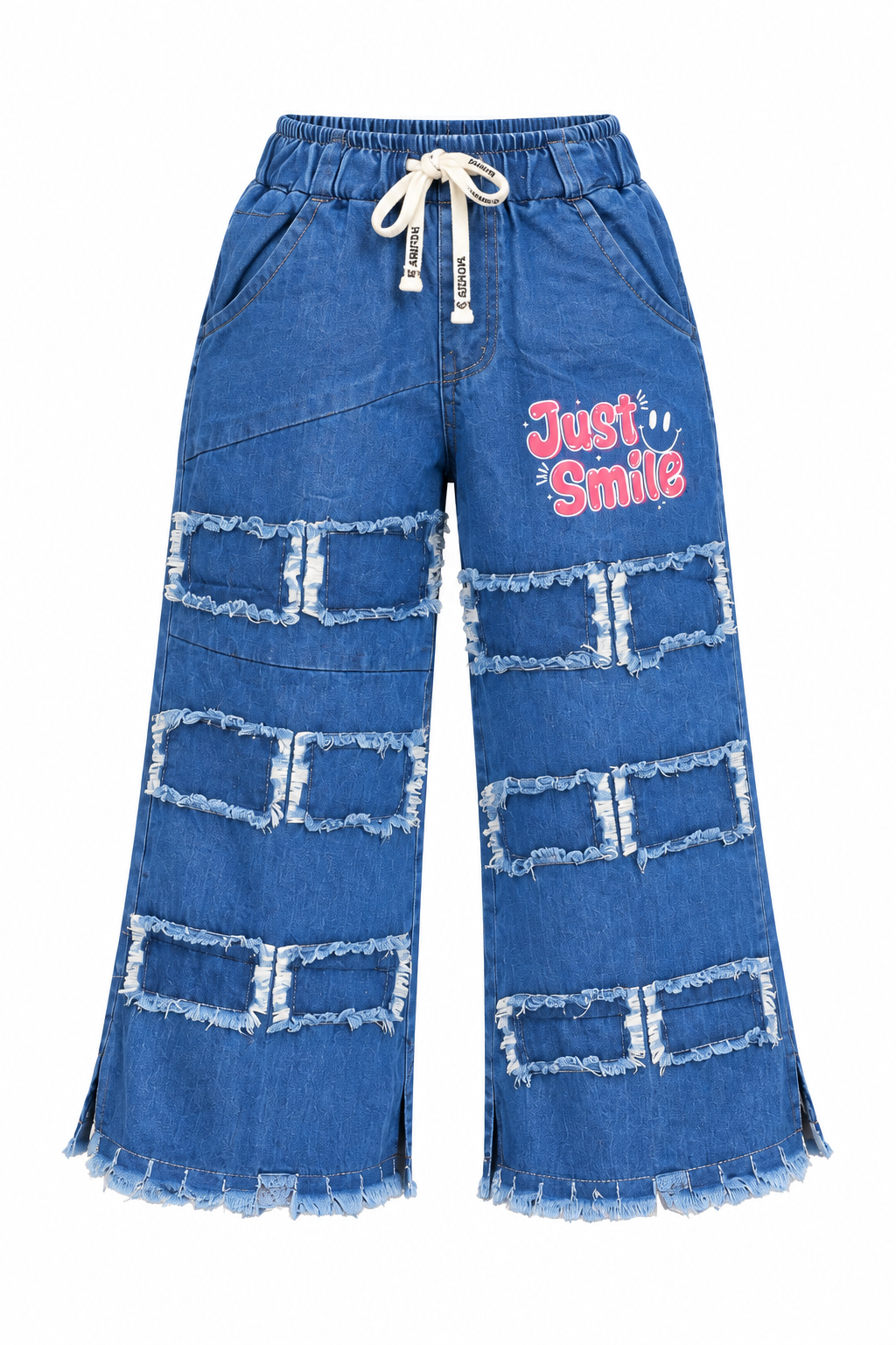 Blue Denim Wide-Leg Jeans