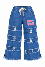 Blue Denim Wide-Leg Jeans