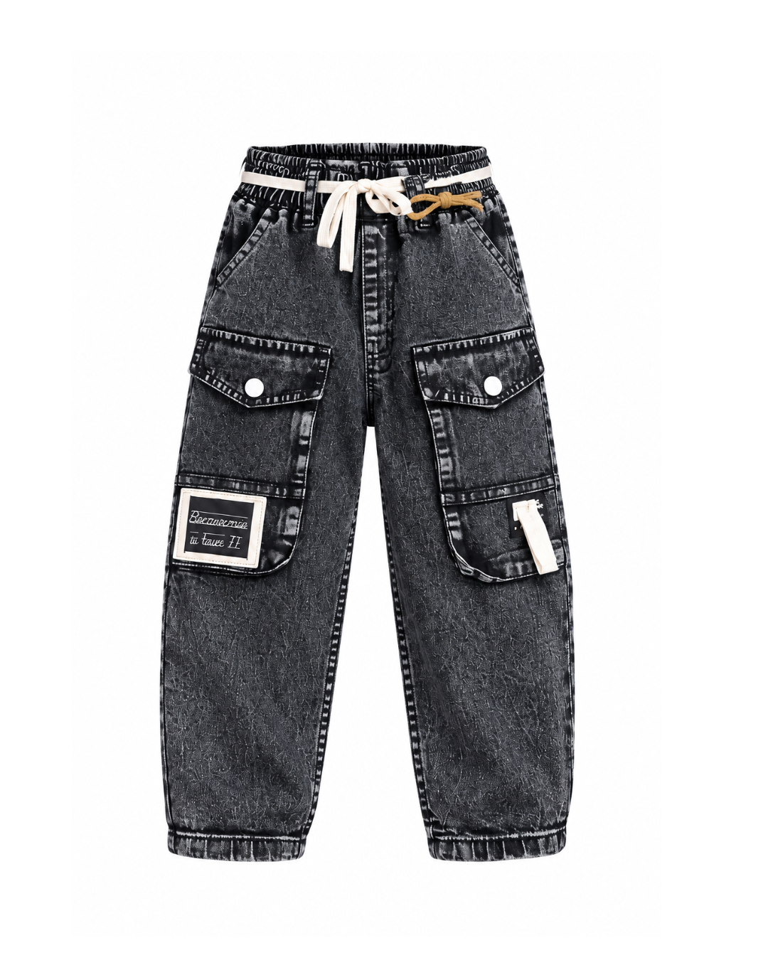 Black Denim Cargo Jeans