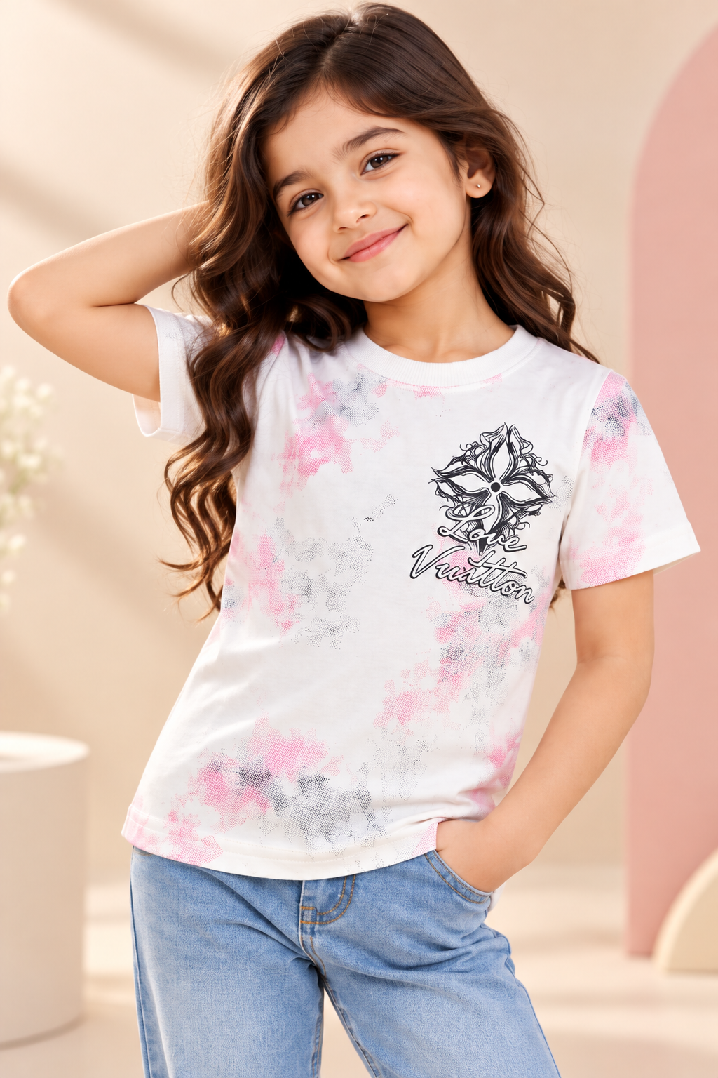 Pink & White Tie-Dye Printed T-Shirt
