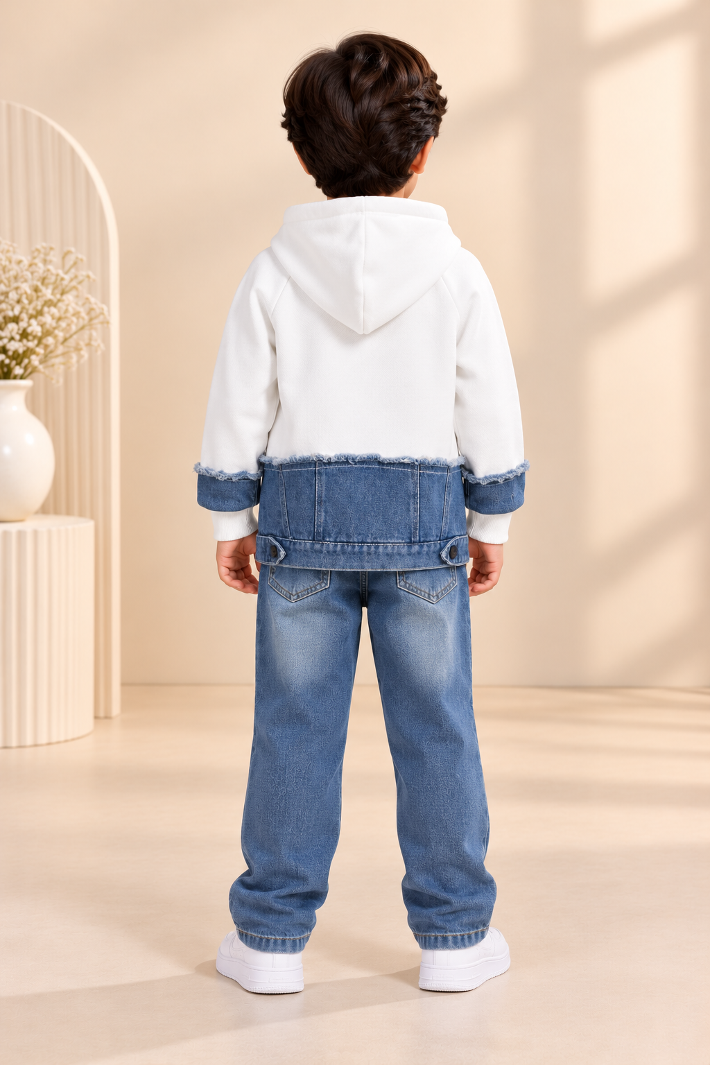 Denim patch hoodie