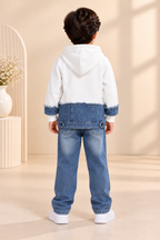 Denim patch hoodie
