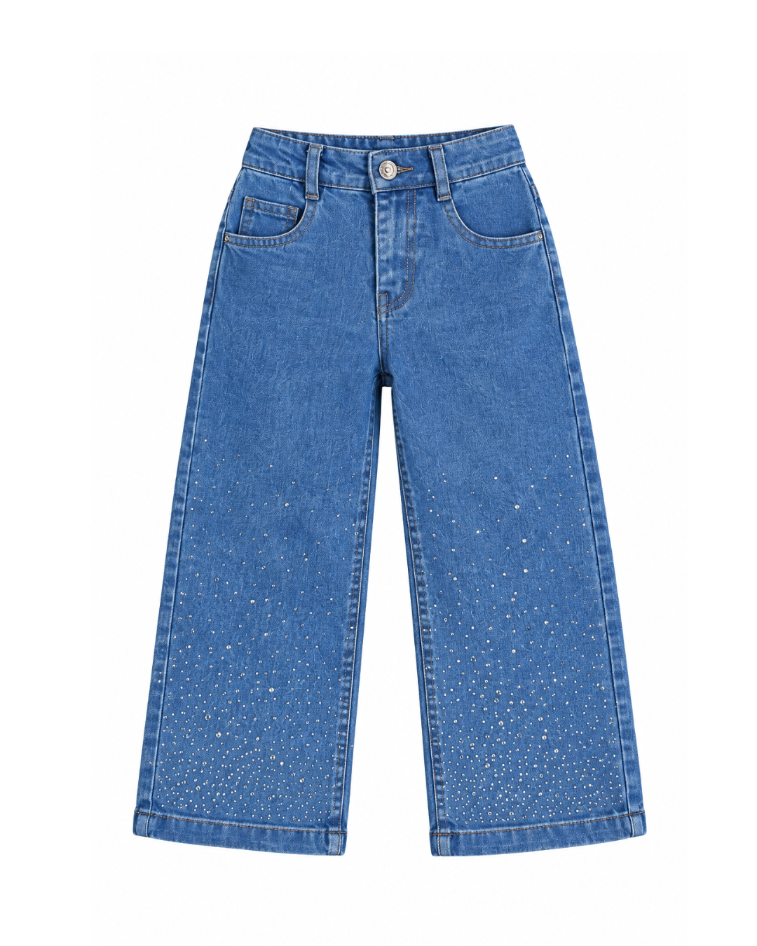 Embellished Wide-Leg Jeans Blue