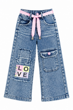 Washed Blue Denim Cargo Pant