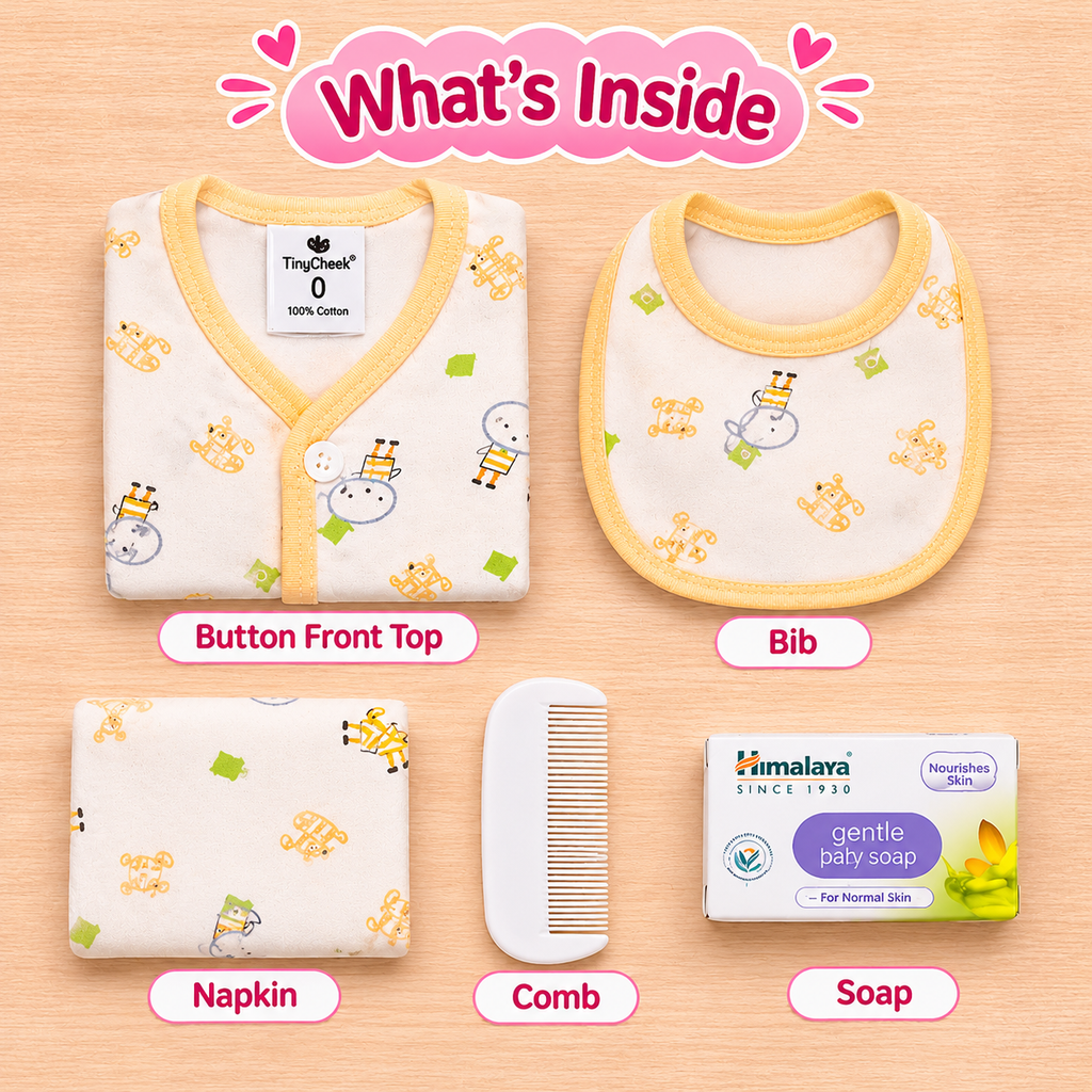 Baby Unisex Animal Print Gift Set in Hexagonal Box