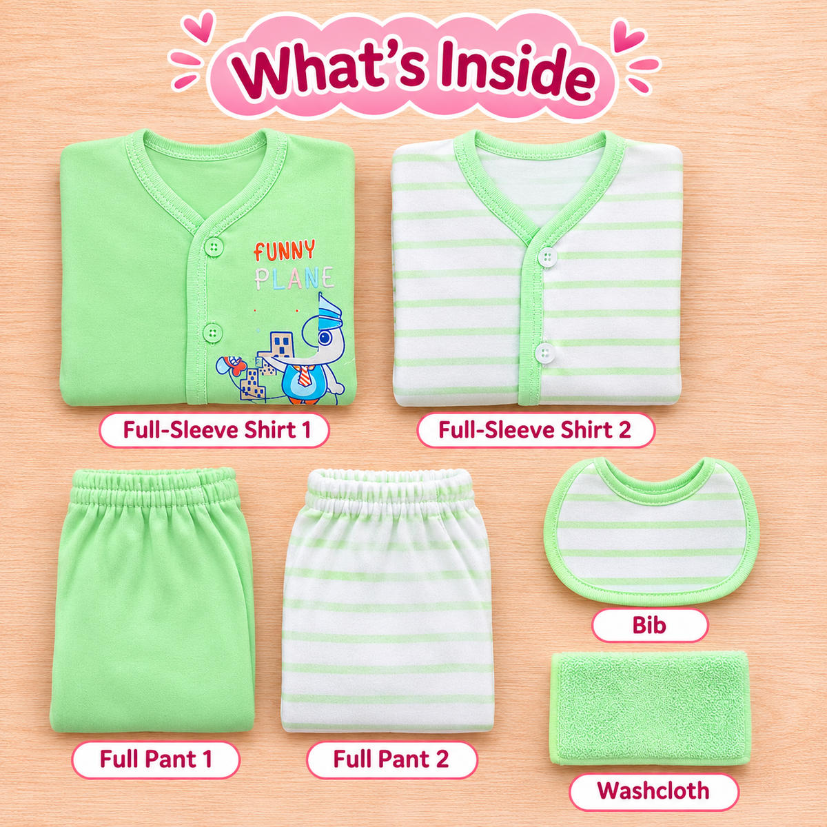 Baby Unisex Printed 6 Piece Gift Set