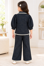 Girls Black Solid Co-Ord Set