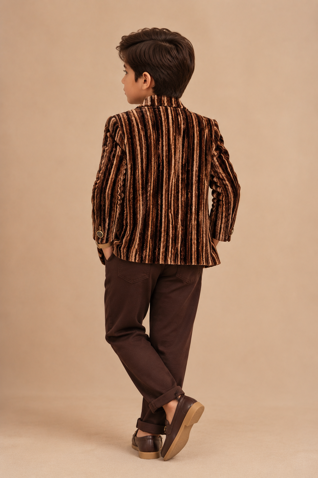 Brown and black striped Jacket Suit