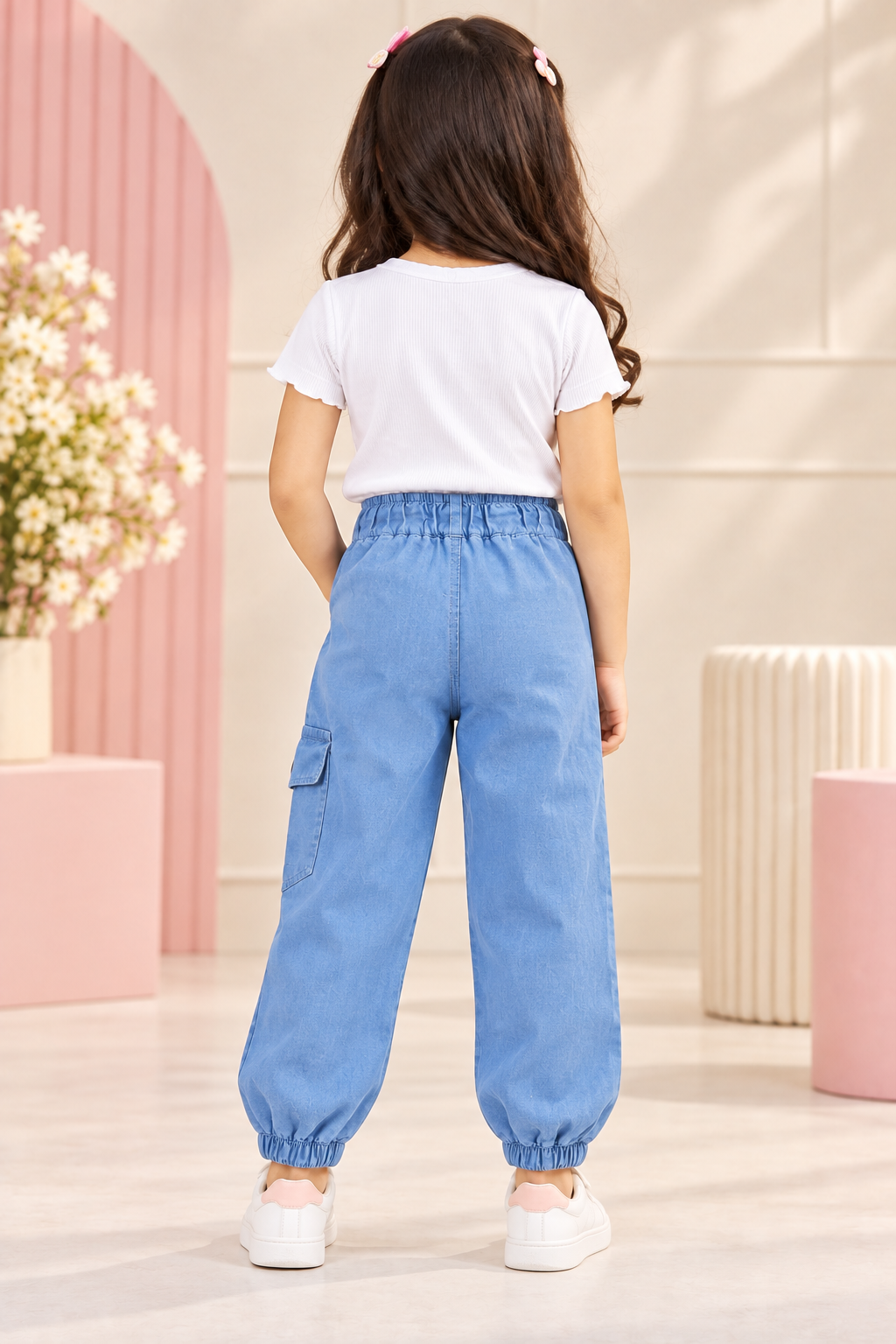 Denim Cargo Joggers - Light Blue