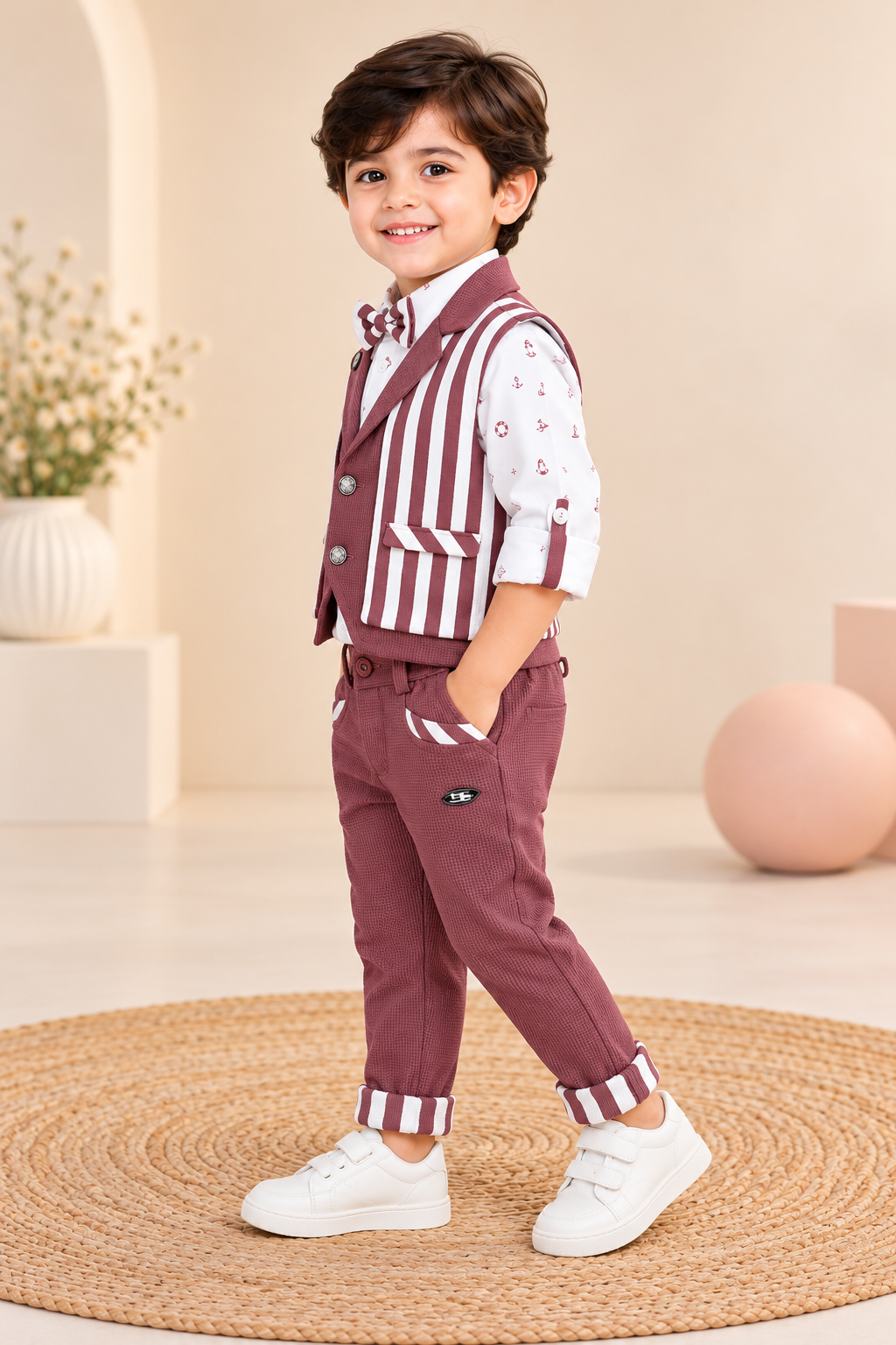 Waistcoat Set with Shirt, Trousers & Cap