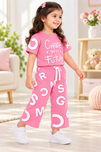 Girls Graphic Print T-Shirt & Pajama Set
