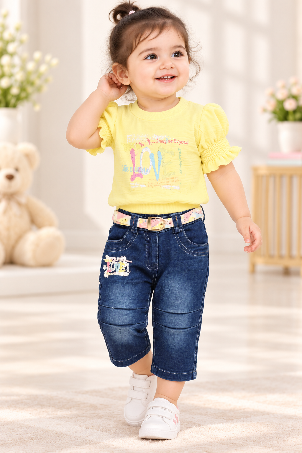 Top & B Denim Capri Set