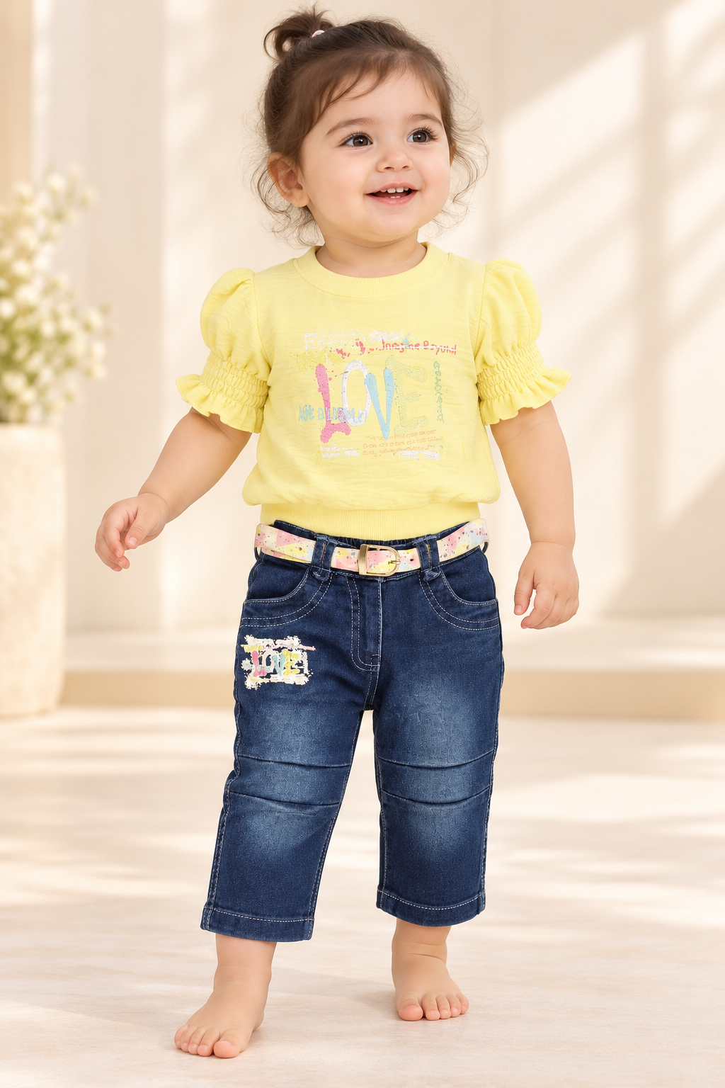 Top & B Denim Capri Set