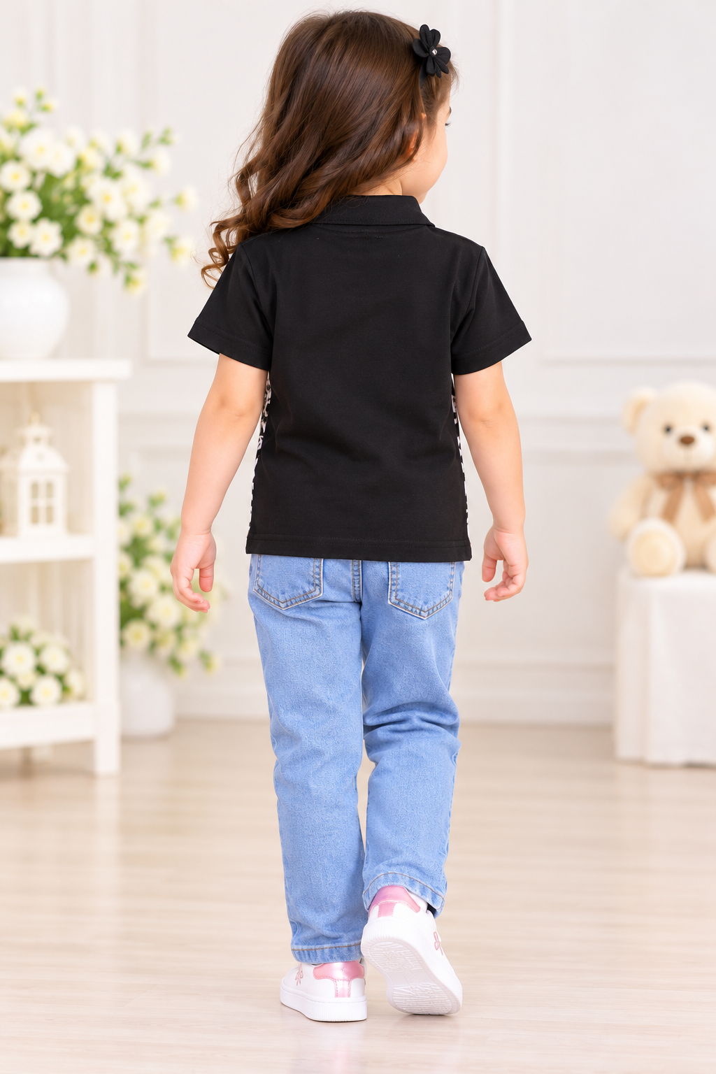 Girls Printed Polo T-Shirt