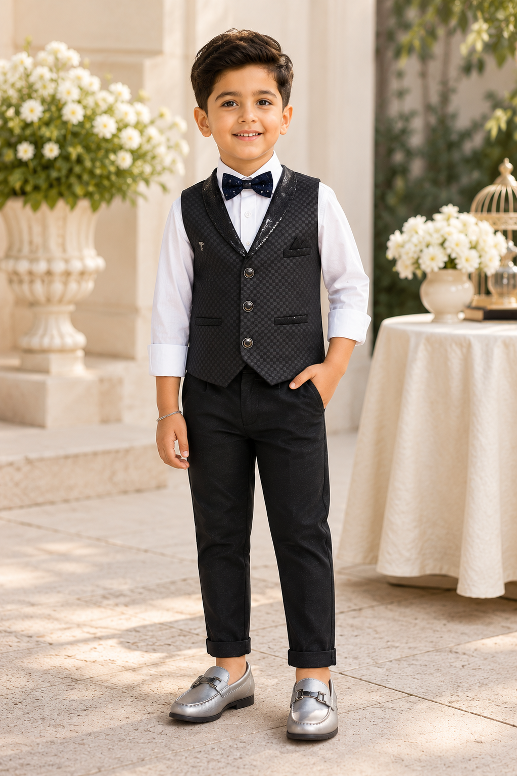 Waistcoat with satin-style lapels