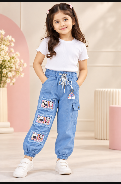 Denim Cargo Joggers - Light Blue