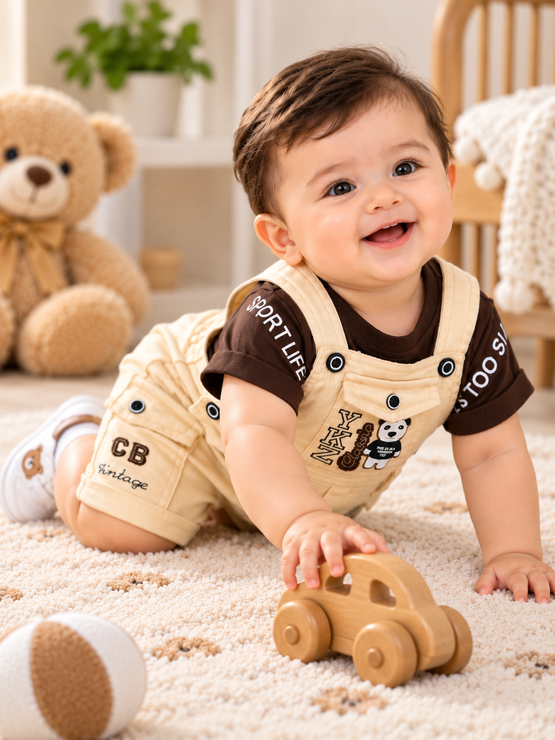 T-Shirt & Dungaree Shorts Set