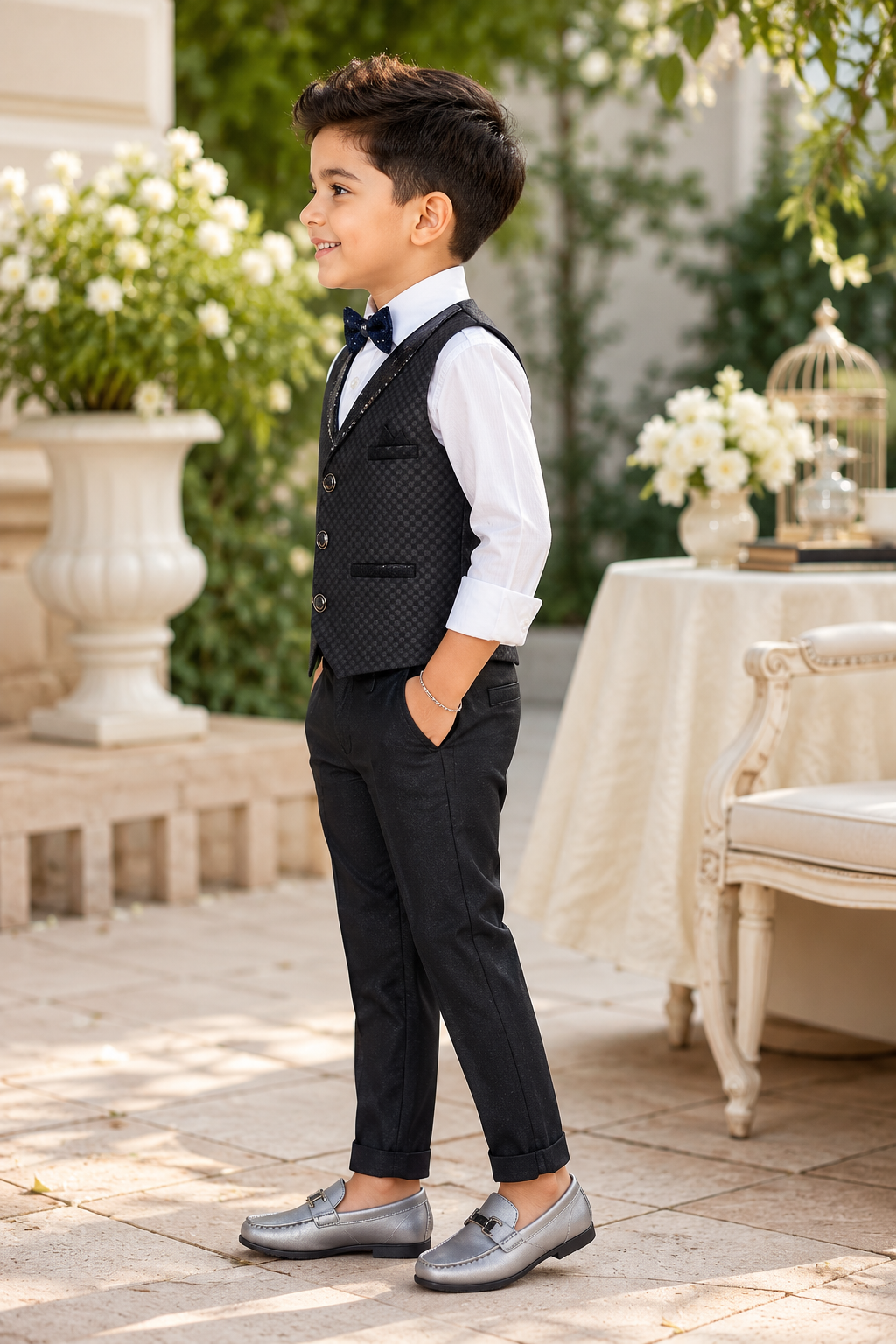 Waistcoat with satin-style lapels
