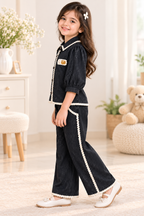 Girls Black Solid Co-Ord Set