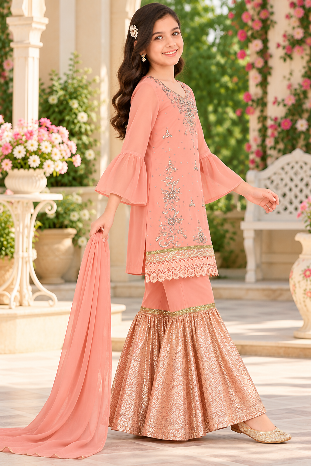 Embroidered Kurta & Garara Set