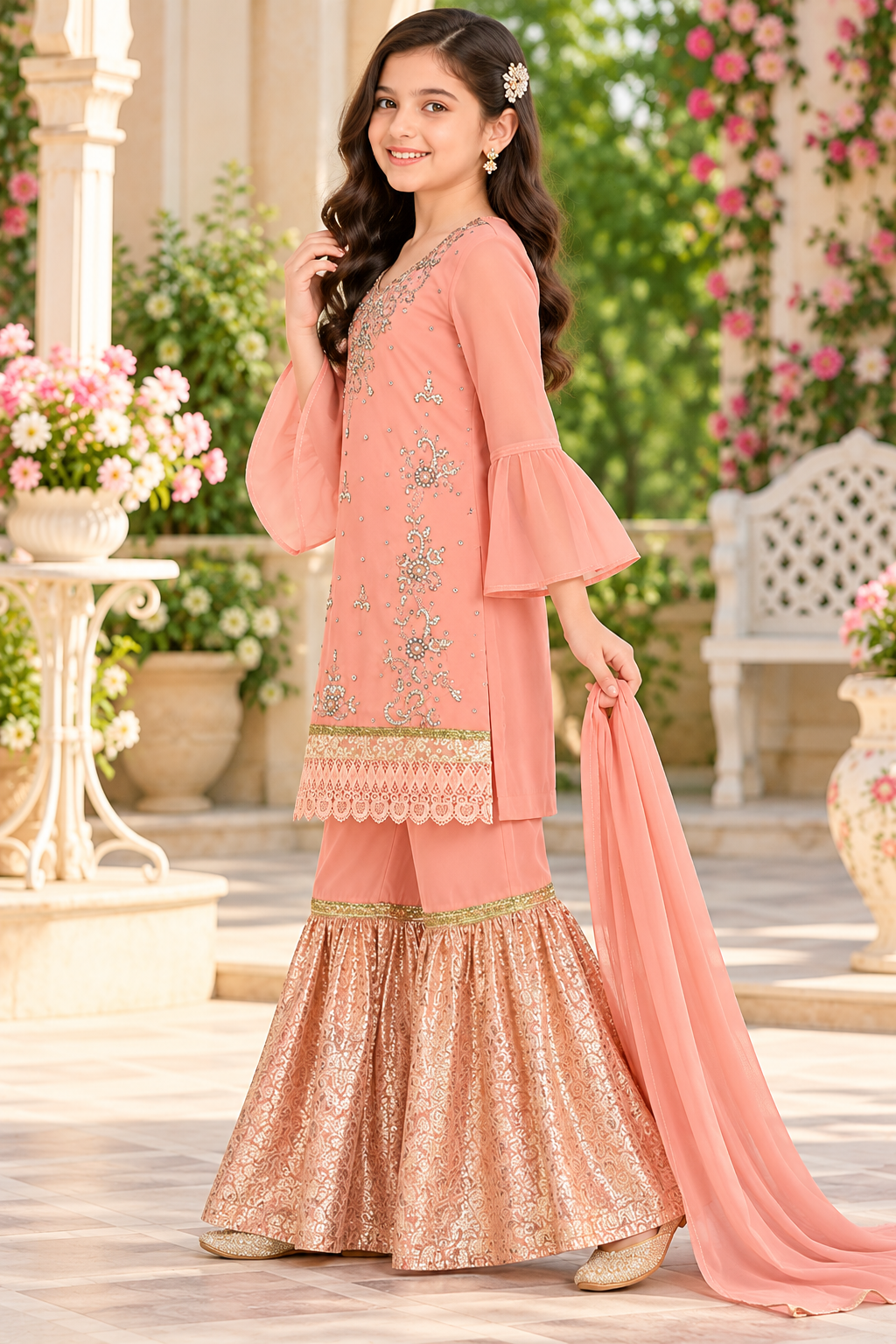 Embroidered Kurta & Garara Set