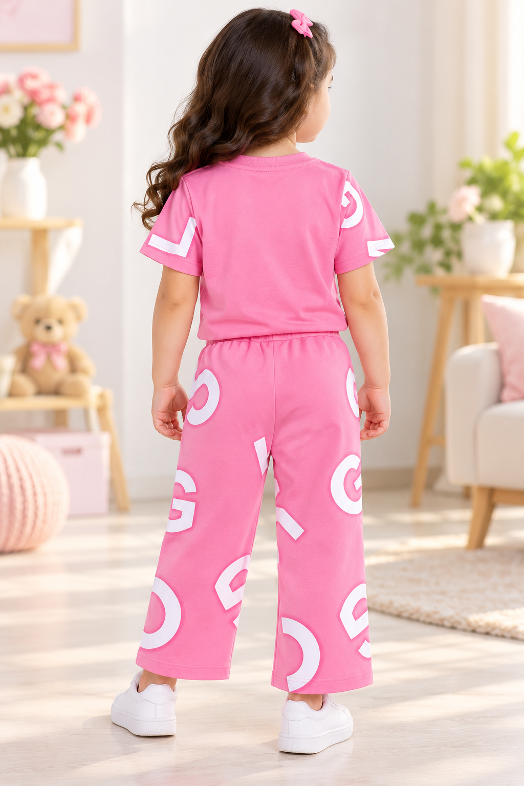 Girls Graphic Print T-Shirt & Pajama Set